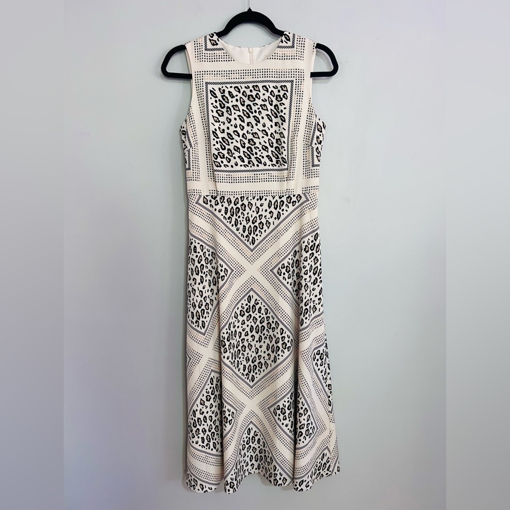 Mignon Doo Manon A-Line Midi Dress Leopard Neutral Sz S Animal Anthropologie - Picture 2 of 6